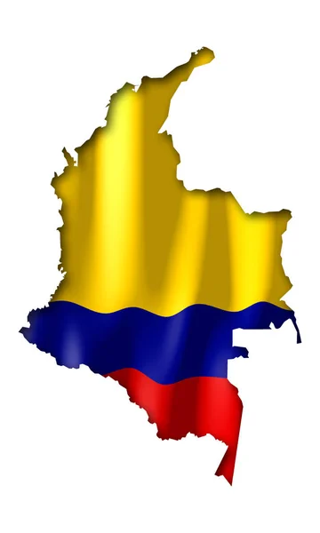 哥伦比亚 国家边界形状和国旗 — 图库照片