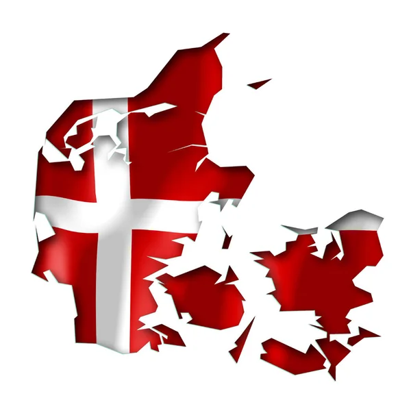 Dánsko Tvar Hranice Země Státní Vlajka — Stock fotografie