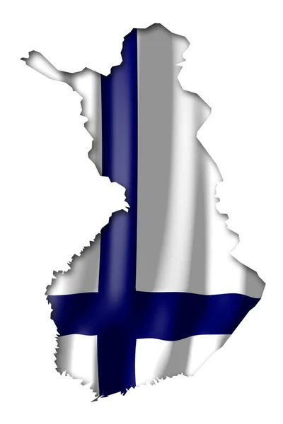 Finlandia Forma Del Confine Nazionale Bandiera Nazionale — Foto Stock