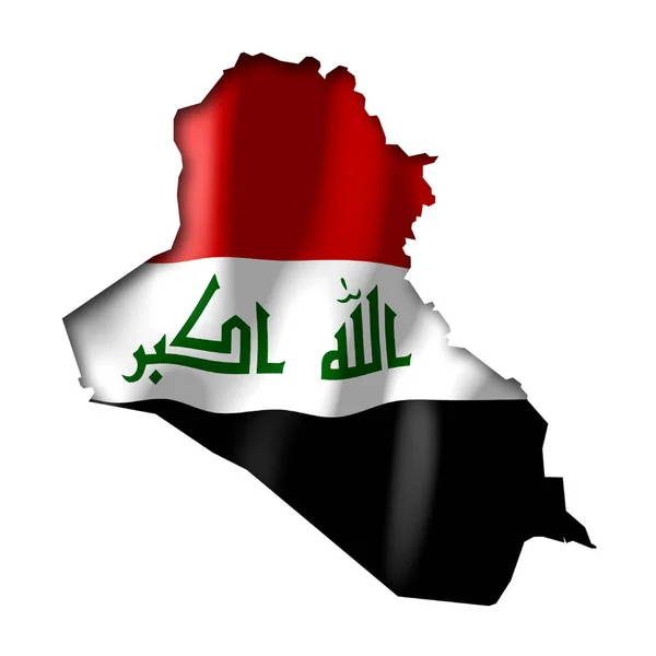 伊拉克 国家边界形状和国旗 — 图库照片
