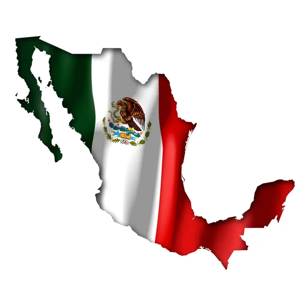 Meksika Ülke Sınır Şekli Ulusal Bayrak — Stok fotoğraf