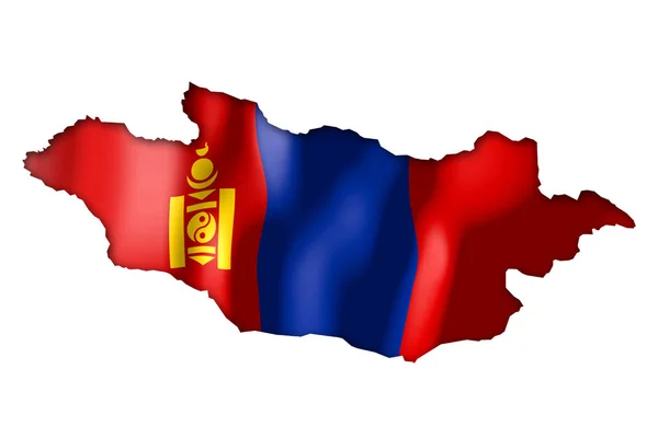 Mongolia Forma Frontera Del País Bandera Nacional — Foto de Stock