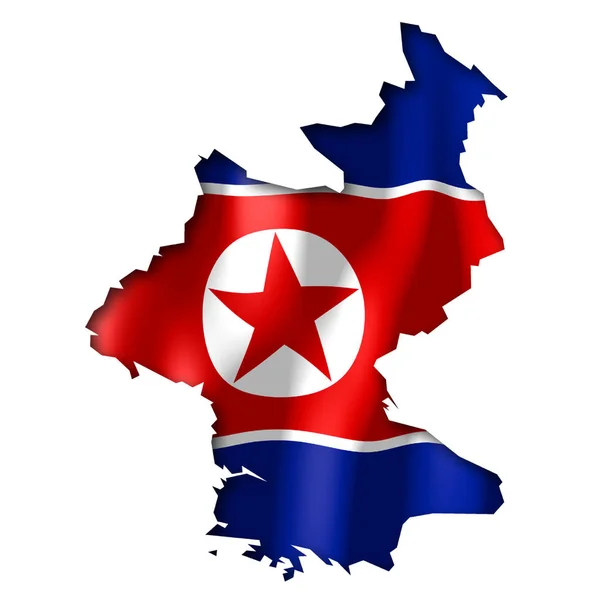 Corea Del Nord Forma Del Confine Nazionale Bandiera Nazionale — Foto Stock