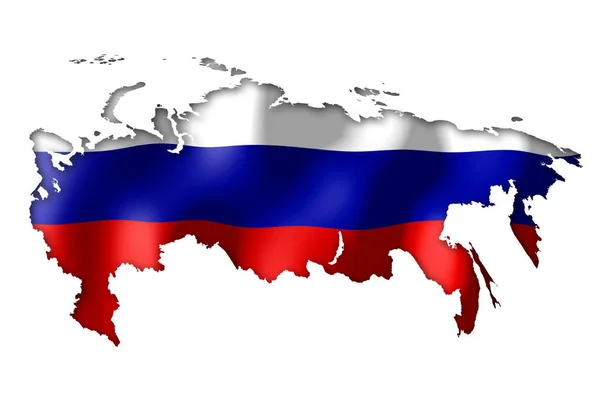 Ryssland Ryska Federationen Land Gränsen Form Och Flagga — Stockfoto