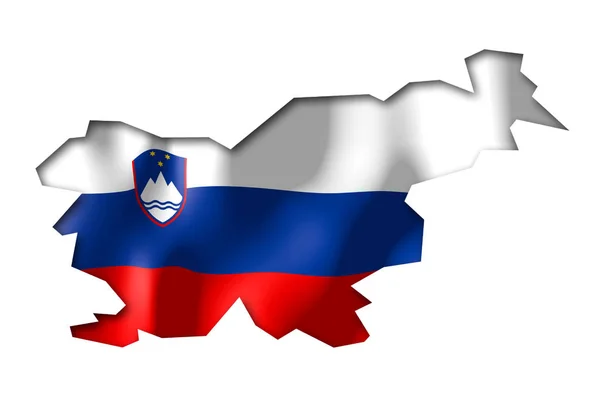 スロベニア 国の境界線の形状と国旗 — ストック写真