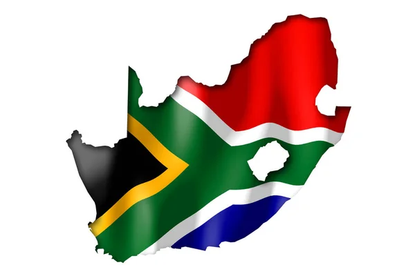 Jižní Afrika Tvar Hranice Země Státní Vlajka — Stock fotografie