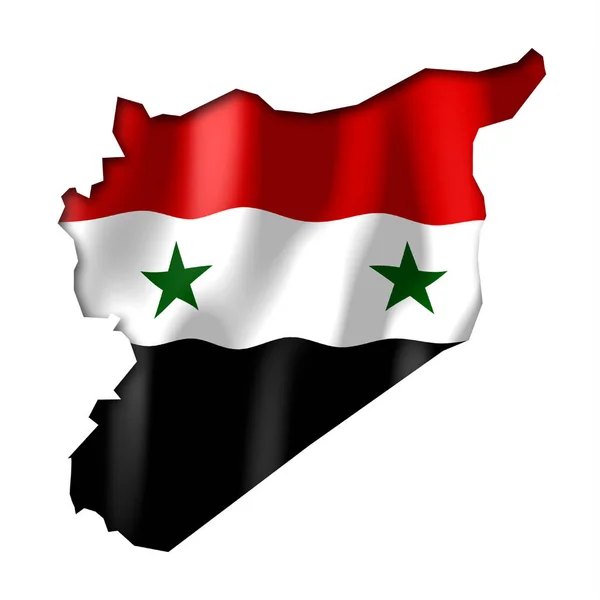 Syrien Form Der Landesgrenze Und Nationalflagge — Stockfoto