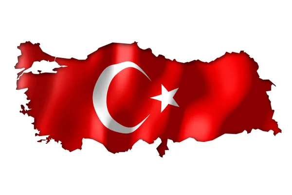 Turki Negara Bentuk Perbatasan Dan Bendera Nasional — Stok Foto