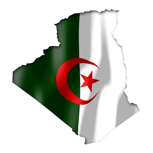 Algerien Form Der Landesgrenze Und Nationalflagge — Stockfoto