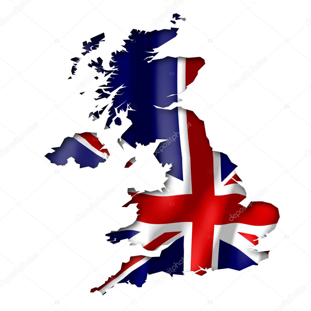 England - country border shape and national flag