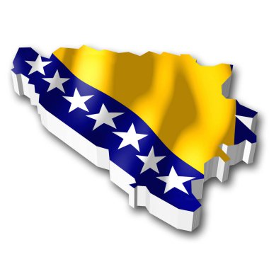 Şekil - Bosna-Hersek sınır 3D bayrak ve ülke