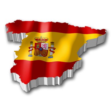 Şekil - İspanya sınır 3D bayrak ve ülke