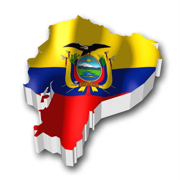 Flagge Und Form Der Landesgrenze Equador — Stockfoto