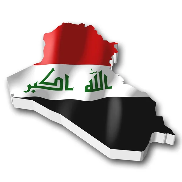 国旗和国家边界形状 伊拉克 — 图库照片