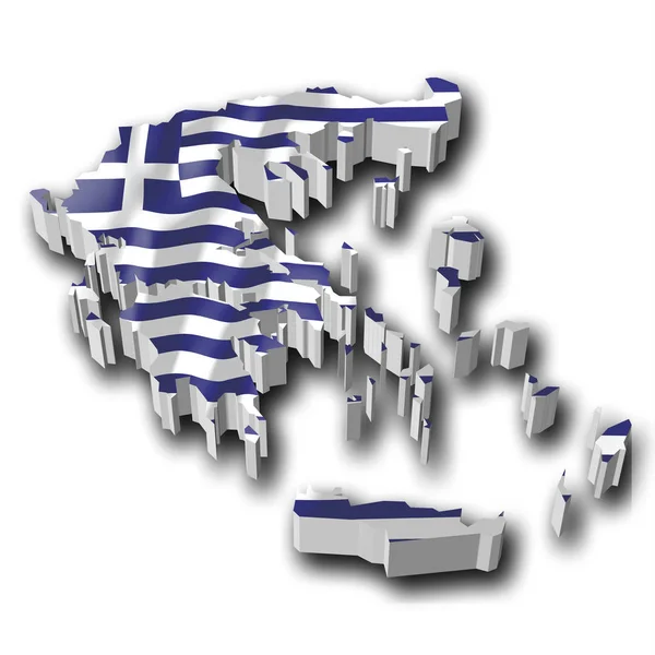 Σημαία Και Χώρα Στα Σύνορα Σχήμα Ελλάδα — Φωτογραφία Αρχείου