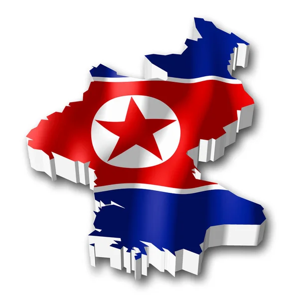 Bandeira Forma Fronteira País Coreia Norte — Fotografia de Stock