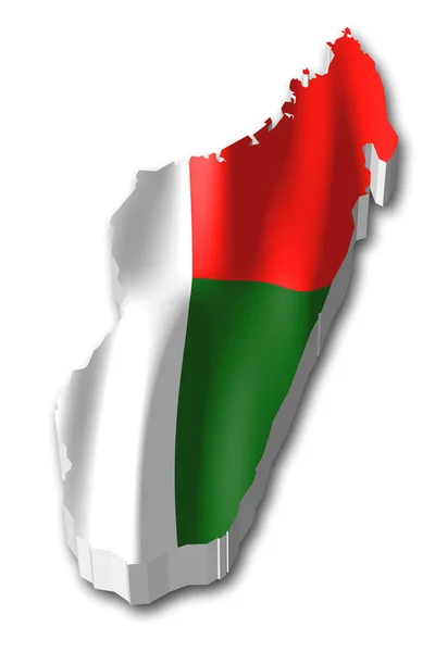 Bandera Forma Frontera Del País Madagascar — Foto de Stock