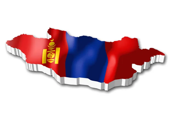 Flagge Und Form Der Landesgrenze Mongolei — Stockfoto