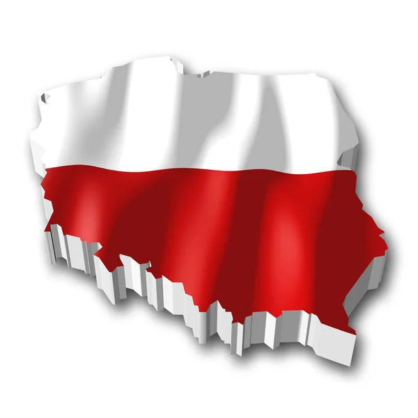 Σημαία Και Χώρα Στα Σύνορα Σχήμα Πολωνία — Φωτογραφία Αρχείου