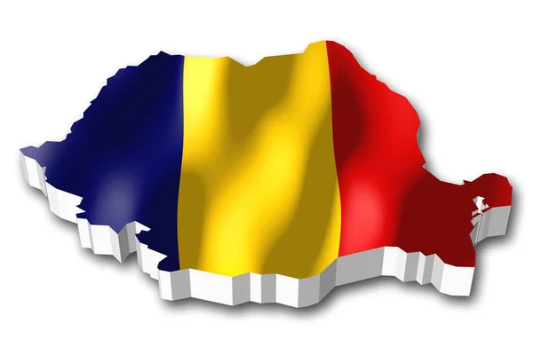 Flag Country Border Shape Romania — Stock Photo, Image