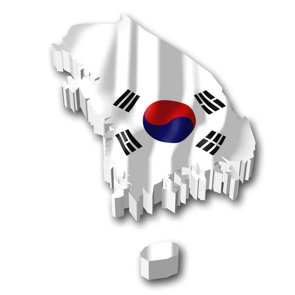 Şekil Güney Kore Sınır Bayrak Ülke — Stok fotoğraf