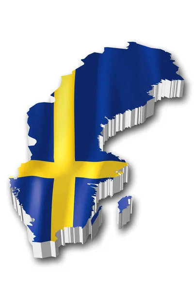 Flag Country Border Shape Sweden — Stock Photo, Image