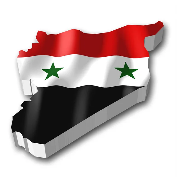 Flagge Und Ländergrenze Form Syrien — Stockfoto