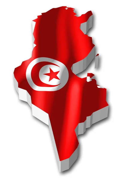 Drapeau Forme Frontière Pays Tunisie — Photo