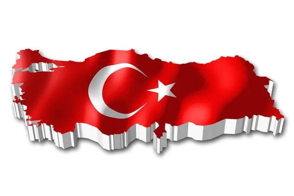Bendera Dan Bentuk Perbatasan Negara Turki — Stok Foto