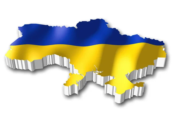 Flagge Und Form Der Landesgrenze Ukraine — Stockfoto