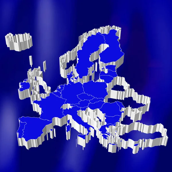 Europa Mapa Fundo Azul Ilustração — Fotografia de Stock