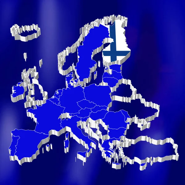 Avrupa Birliği Haritası Finlandiya — Stok fotoğraf