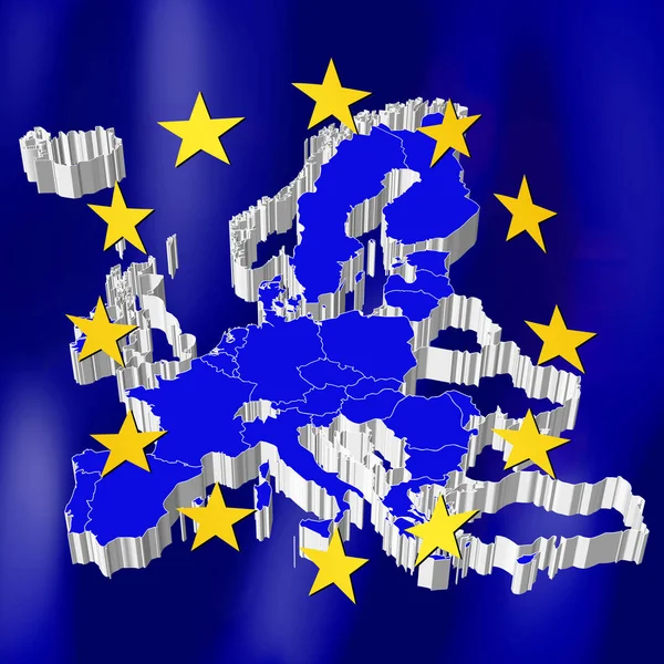 Europejska Mapa Unii Ilustracja — Zdjęcie stockowe