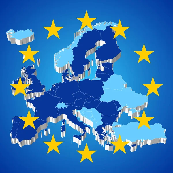 欧洲联盟地图和国旗 — Stockfoto