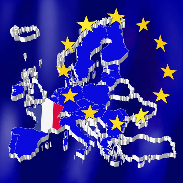 Europejska Mapa Unii Francja — Zdjęcie stockowe