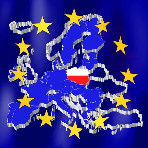 Ευρωπαϊκή Ένωση Χάρτης Πολωνία — Φωτογραφία Αρχείου