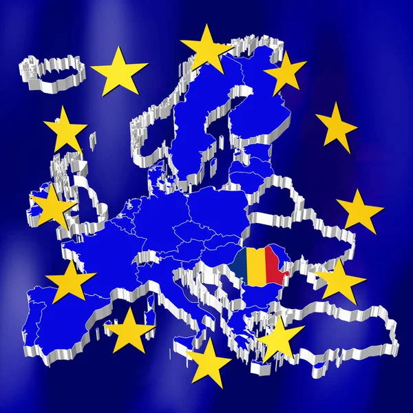 Mappa Dell Unione Europea Romania — Foto Stock