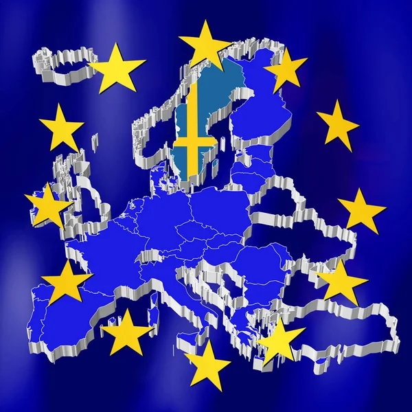 Europeiska Unionens Karta Sverige — Stockfoto