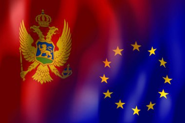 Karadağ ve Avrupa Birliği bayrakları