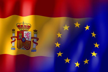 İspanya ve Avrupa Birliği bayrakları