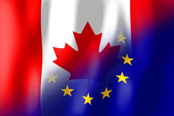 Bandeiras Canadá União Europeia — Fotografia de Stock