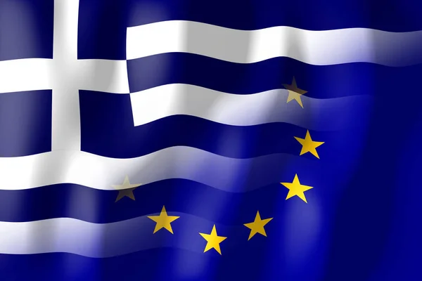 Σημαίες Της Ελλάδας Και Της Ευρωπαϊκής Ένωσης — Φωτογραφία Αρχείου