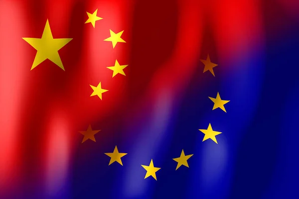 Flaggen Der Europäischen Union Und Chinas — Stockfoto