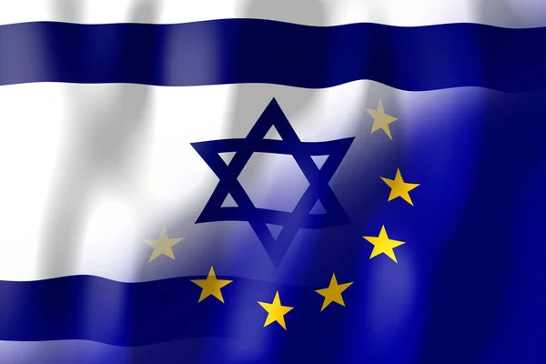 イスラエル共和国および欧州連合の旗 — ストック写真