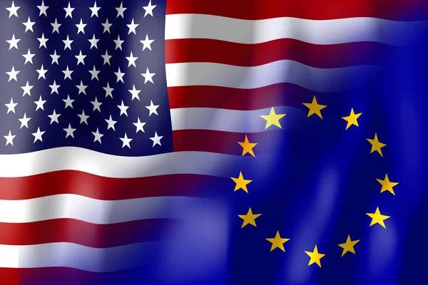 Flagi Usa Unii Europejskiej — Zdjęcie stockowe