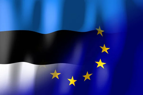 Estonia Bandiere Dell Unione Europea — Foto Stock