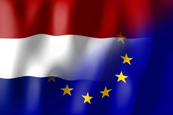 Netherlands European Union Flags — Stock Photo, Image