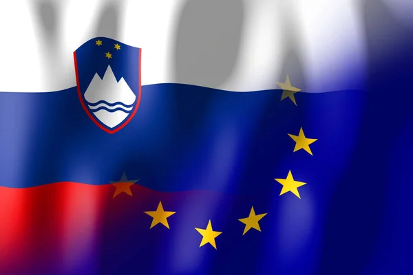 Bandeiras Eslovénia União Europeia — Fotografia de Stock