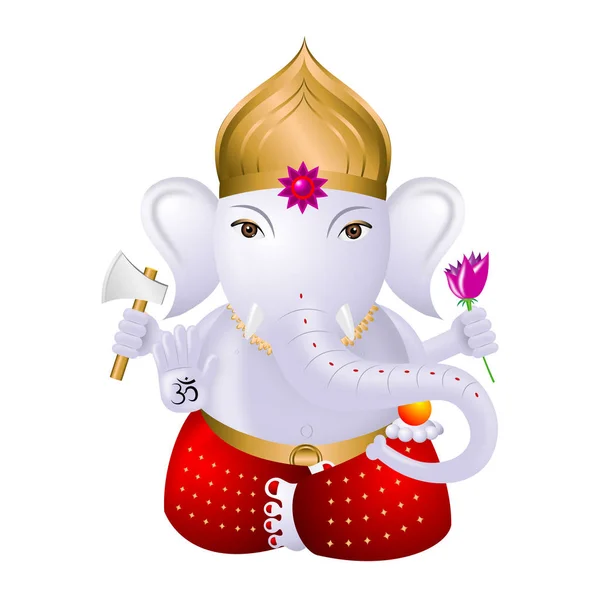 Ganesha Indyjski Bóg Ilustracja Białe Tło — Zdjęcie stockowe