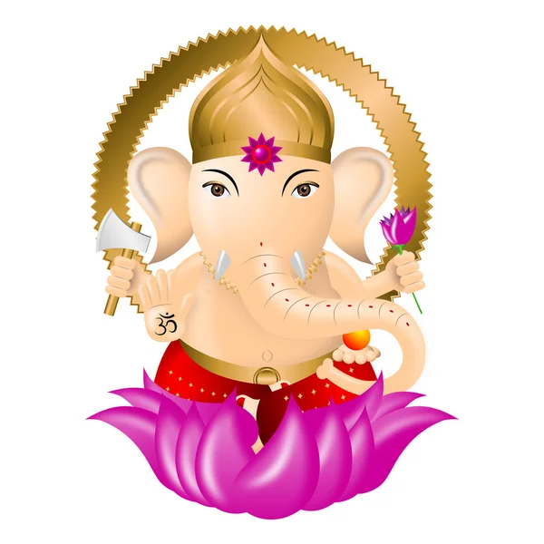 Ganesha Indyjski Bóg Ilustracja Białe Tło — Zdjęcie stockowe